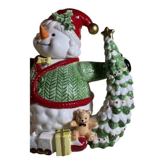 Fitz And Floyd Omnibus 1993 Snowman Pitcher Trumpet Christmas Tree Teddy Bear - Picture 4 of 10